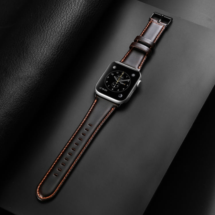 For Apple Watch Series 10 42mm DUX DUCIS Business Genuine Leather Watch Strap(Coffee) - Watch Bands by DUX DUCIS | Online Shopping South Africa | PMC Jewellery | Buy Now Pay Later Mobicred