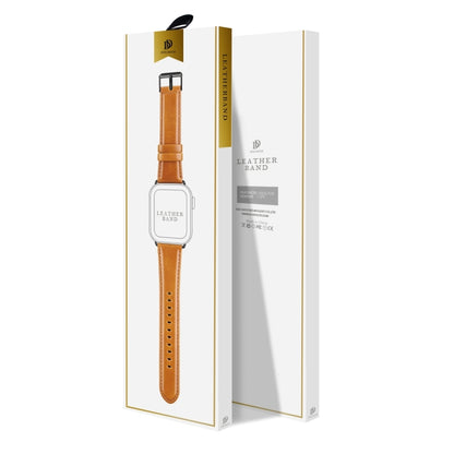 For Apple Watch Series 10 42mm DUX DUCIS Business Genuine Leather Watch Strap(Khaki) - Watch Bands by DUX DUCIS | Online Shopping South Africa | PMC Jewellery | Buy Now Pay Later Mobicred