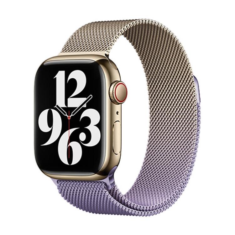 For Apple Watch SE 2022 40mm Milan Gradient Loop Magnetic Buckle Watch Band(Gold Lavender) - Watch Bands by PMC Jewellery | Online Shopping South Africa | PMC Jewellery