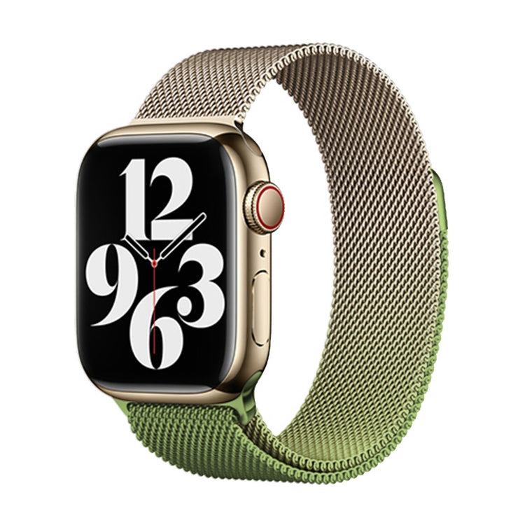 For Apple Watch SE 2022 40mm Milan Gradient Loop Magnetic Buckle Watch Band(Gold Green) - Watch Bands by PMC Jewellery | Online Shopping South Africa | PMC Jewellery