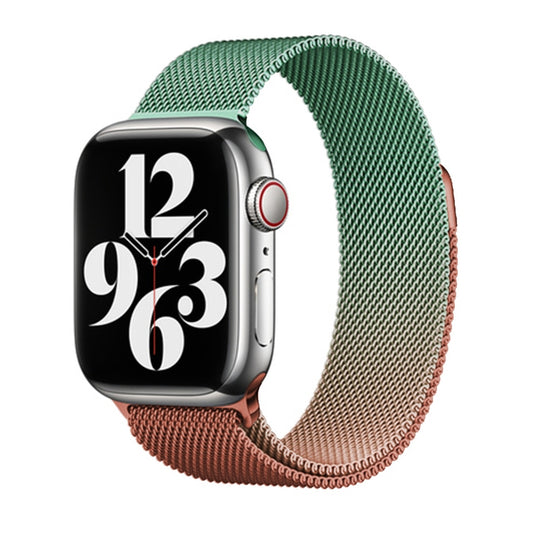 For Apple Watch SE 44mm Milan Gradient Loop Magnetic Buckle Watch Band(Orange Green) - Watch Bands by PMC Jewellery | Online Shopping South Africa | PMC Jewellery