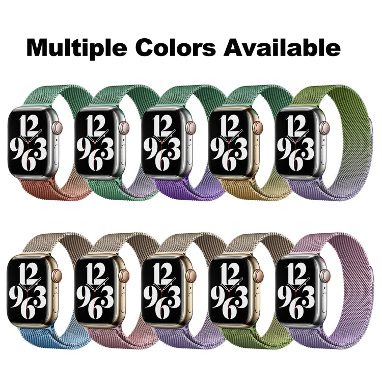 For Apple Watch Series 8 45mm Milan Gradient Loop Magnetic Buckle Watch Band(Gold Green) - Watch Bands by PMC Jewellery | Online Shopping South Africa | PMC Jewellery