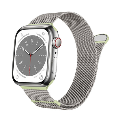 For Apple Watch SE 2023 40mm Two Color Milanese Loop Magnetic Watch Band(Starlight Green) - Watch Bands by PMC Jewellery | Online Shopping South Africa | PMC Jewellery