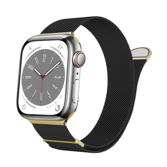 For Apple Watch Series 7 41mm Two Color Milanese Loop Magnetic Watch Band(Black Gold) - Watch Bands by PMC Jewellery | Online Shopping South Africa | PMC Jewellery