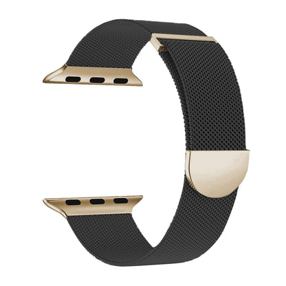 For Apple Watch Series 3 42mm Two Color Milanese Loop Magnetic Watch Band(Black Gold) - Watch Bands by PMC Jewellery | Online Shopping South Africa | PMC Jewellery