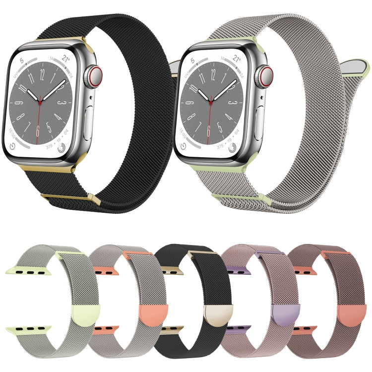 For Apple Watch Series 4 40mm Two Color Milanese Loop Magnetic Watch Band(Black Gold) - Watch Bands by PMC Jewellery | Online Shopping South Africa | PMC Jewellery