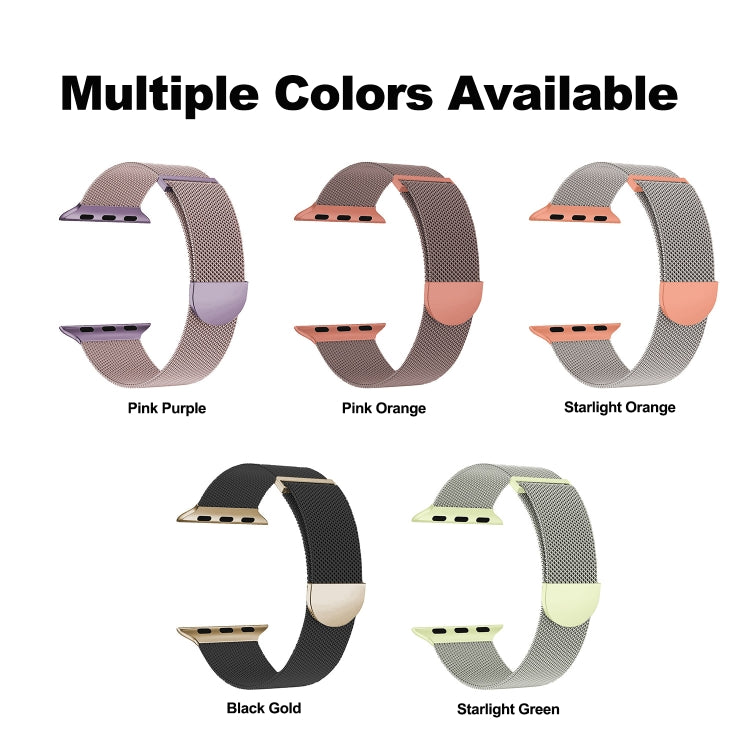 For Apple Watch 42mm Two Color Milanese Loop Magnetic Watch Band(Starlight Orange) - Watch Bands by PMC Jewellery | Online Shopping South Africa | PMC Jewellery