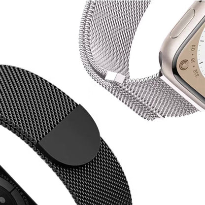 For Apple Watch Series 9 41mm Two Color Milanese Loop Magnetic Watch Band(Black Gold) - Watch Bands by PMC Jewellery | Online Shopping South Africa | PMC Jewellery