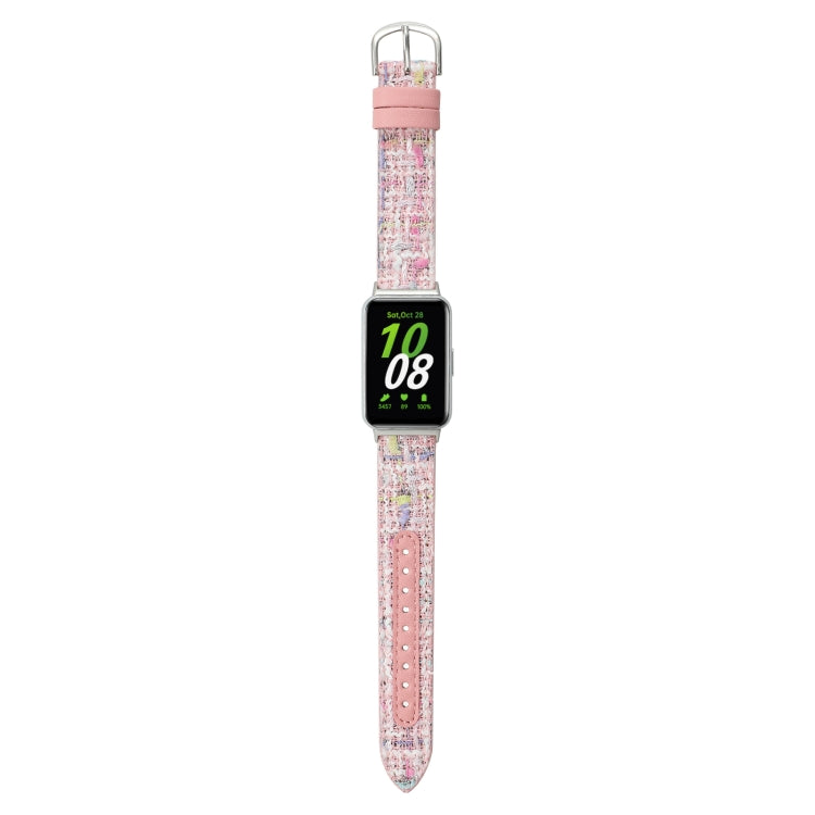 For Samsung Galaxy Fit 3 Woolen Leather Watch Band(Pink) - Watch Bands by PMC TechLife | Online Shopping South Africa | PMC TechLife | Buy Now Pay Later Mobicred