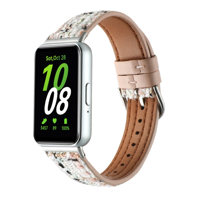 For Samsung Galaxy Fit 3 Woolen Leather Watch Band(Light Pink) - Watch Bands by PMC TechLife | Online Shopping South Africa | PMC TechLife