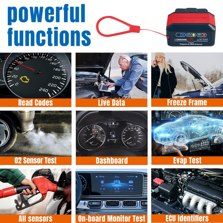 KONNWEI KW905 Bluetooth 5.0 Car OBD2 Scanner Support Android & iOS(Black Orange) - Code Readers & Scan Tools by KONNWEI | Online Shopping South Africa | PMC TechLife | Buy Now Pay Later Mobicred