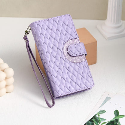 For Google Pixel 7 Pro 5G Glitter Lattice Zipper Wallet Leather Phone Case(Purple) - Google Cases by PMC Jewellery | Online Shopping South Africa | PMC Jewellery | Buy Now Pay Later Mobicred