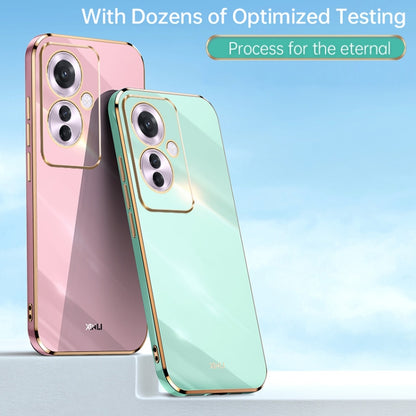 For OPPO Reno11 F XINLI Straight Edge 6D Electroplate TPU Phone Case(Mint Green) - Reno11 F Cases by XINLI | Online Shopping South Africa | PMC Jewellery | Buy Now Pay Later Mobicred