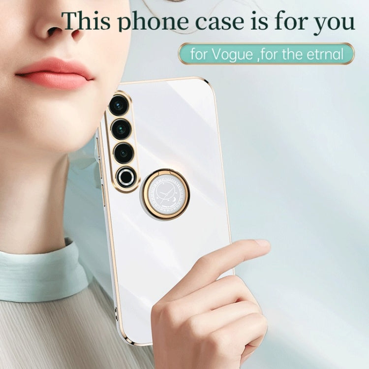 For Meizu 20 Pro 5G XINLI Straight Edge 6D Electroplate TPU Phone Case with Ring Holder(White) - Meizu by XINLI | Online Shopping South Africa | PMC Jewellery | Buy Now Pay Later Mobicred