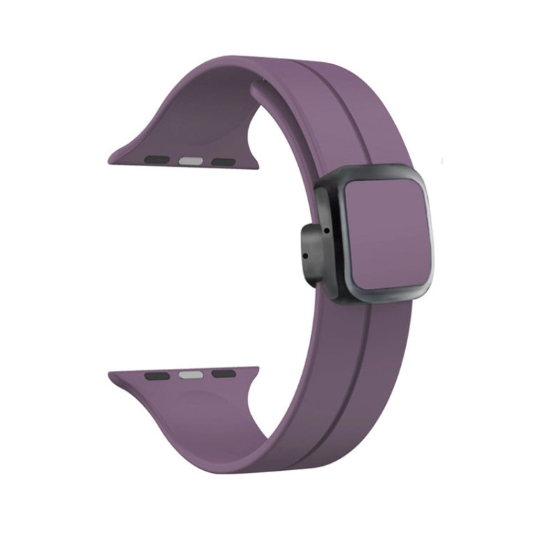 For Apple Watch Series 9 41mm Magnetic Square Buckle Silicone Watch Band(Fruit Purple) - Watch Bands by PMC Jewellery | Online Shopping South Africa | PMC Jewellery