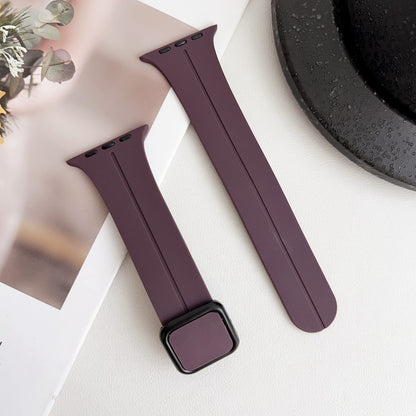 For Apple Watch Series 9 41mm Magnetic Square Buckle Silicone Watch Band(Fruit Purple) - Watch Bands by PMC Jewellery | Online Shopping South Africa | PMC Jewellery