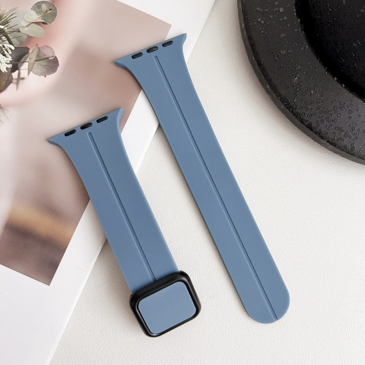 For Apple Watch SE 2022 40mm Magnetic Square Buckle Silicone Watch Band(Blue) - Watch Bands by PMC Jewellery | Online Shopping South Africa | PMC Jewellery