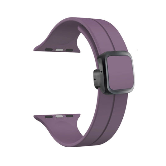 For Apple Watch Series 5 44mm Magnetic Square Buckle Silicone Watch Band(Fruit Purple) - Watch Bands by PMC Jewellery | Online Shopping South Africa | PMC Jewellery