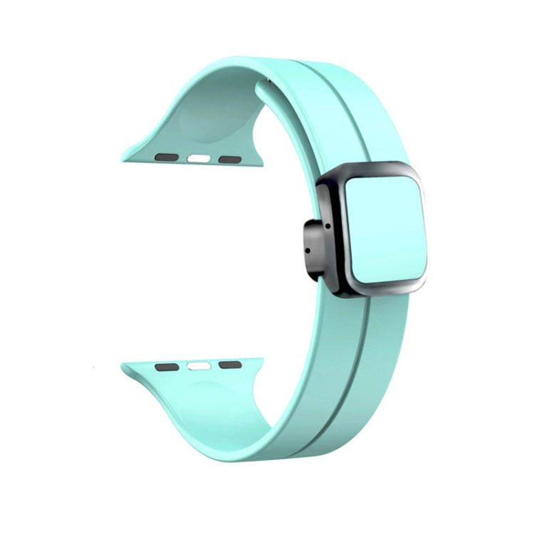 For Apple Watch Series 4 40mm Magnetic Square Buckle Silicone Watch Band(Sapphire Blue) - Watch Bands by PMC Jewellery | Online Shopping South Africa | PMC Jewellery