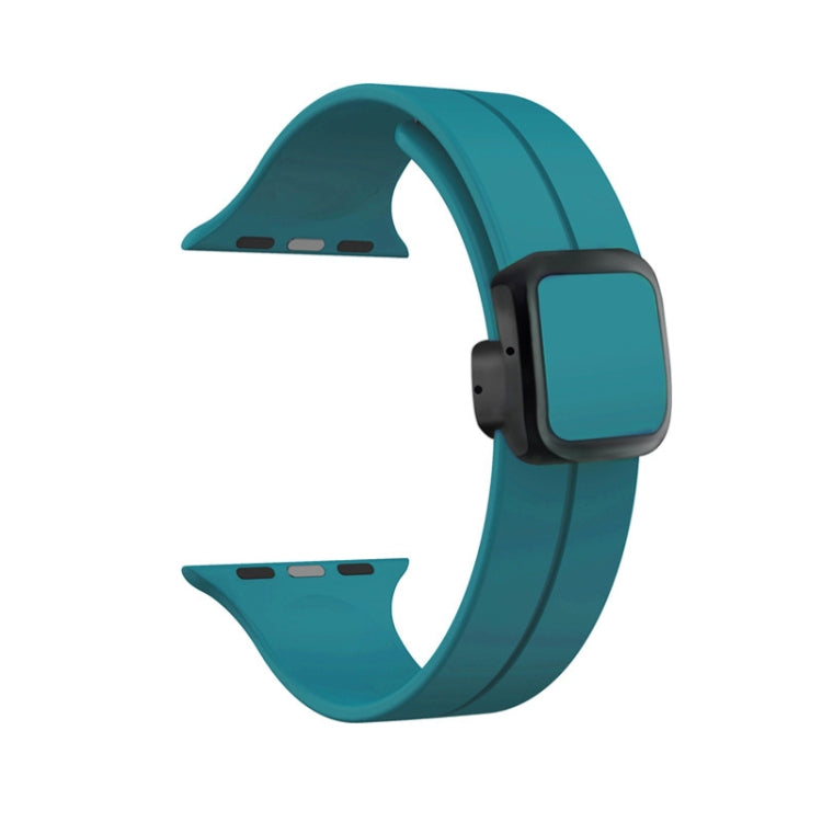 For Apple Watch Series 4 40mm Magnetic Square Buckle Silicone Watch Band(Rock Green) - Watch Bands by PMC Jewellery | Online Shopping South Africa | PMC Jewellery