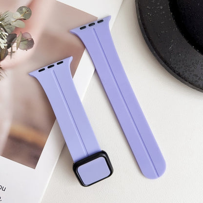 For Apple Watch Series 4 40mm Magnetic Square Buckle Silicone Watch Band(Lilacs Purple) - Watch Bands by PMC Jewellery | Online Shopping South Africa | PMC Jewellery