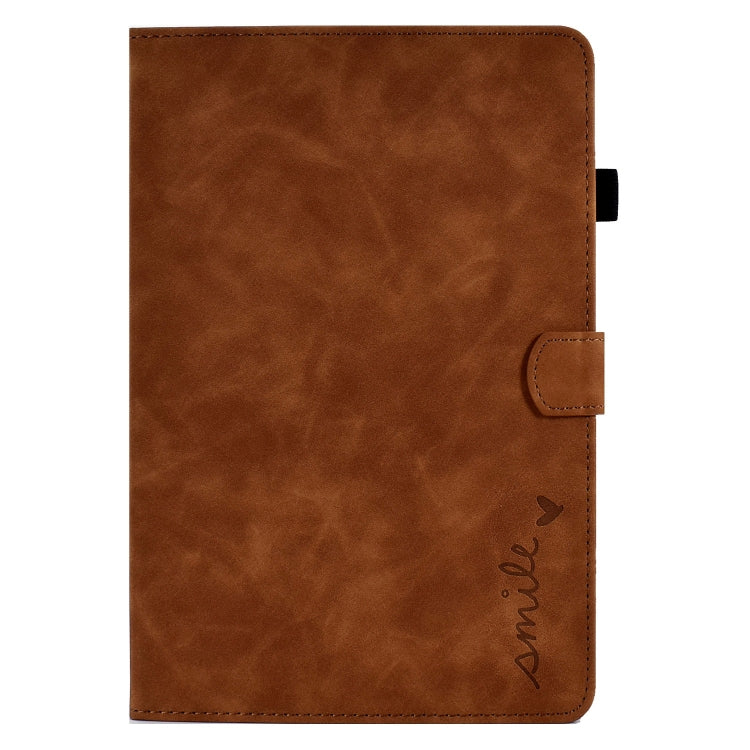 For Lenovo Tab M11 / Xiaoxin Pad 11 2024 Smile Embossed Smart Leather Tablet Case(Brown) - Lenovo by PMC Jewellery | Online Shopping South Africa | PMC Jewellery | Buy Now Pay Later Mobicred