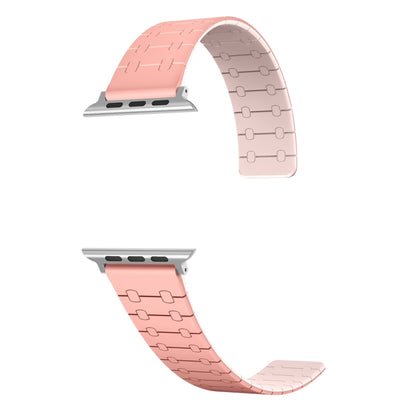 For Apple Watch Series 8 41mm Two Color Loop Magnetic Silicone Watch Band(Peach+Light Pink) - Watch Bands by PMC Jewellery | Online Shopping South Africa | PMC Jewellery