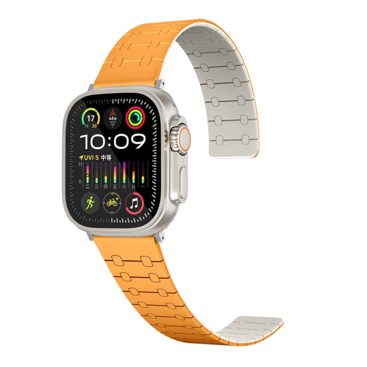 For Apple Watch Series 7 41mm Two Color Loop Magnetic Silicone Watch Band(Orange+Starlight) - Watch Bands by PMC TechLife | Online Shopping South Africa | PMC TechLife
