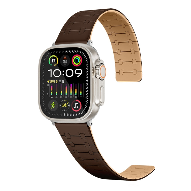 For Apple Watch SE 40mm Two Color Loop Magnetic Silicone Watch Band(Dark Brown+Light Brown) - Watch Bands by PMC Jewellery | Online Shopping South Africa | PMC Jewellery