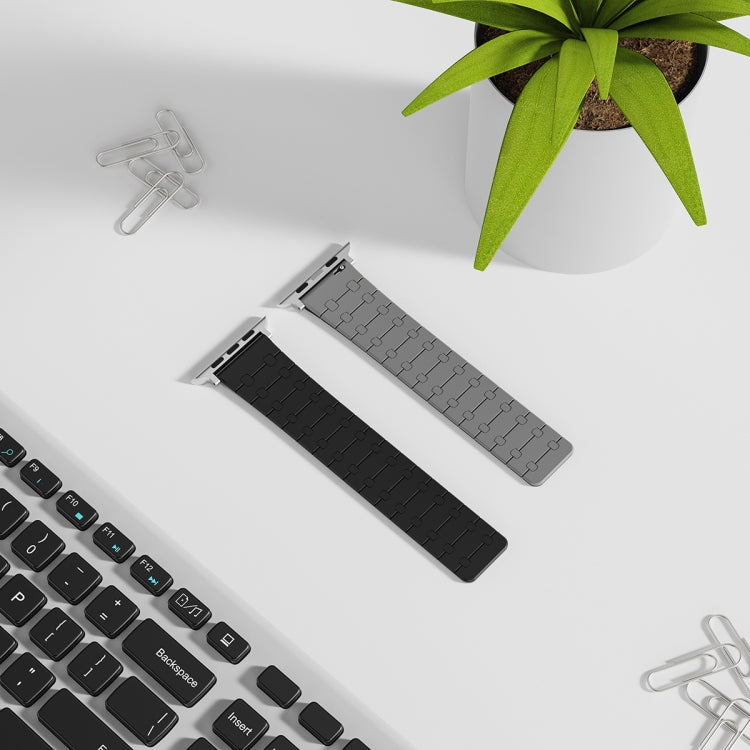For Apple Watch Series 6 40mm Two Color Loop Magnetic Silicone Watch Band(Black+Grey) - Watch Bands by PMC TechLife | Online Shopping South Africa | PMC TechLife