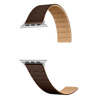 For Apple Watch Series 6 40mm Two Color Loop Magnetic Silicone Watch Band(Dark Brown+Light Brown) - Watch Bands by PMC Jewellery | Online Shopping South Africa | PMC Jewellery