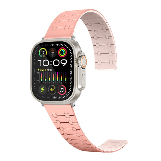 For Apple Watch Series 2 42mm Two Color Loop Magnetic Silicone Watch Band(Peach+Light Pink) - Watch Bands by PMC Jewellery | Online Shopping South Africa | PMC Jewellery