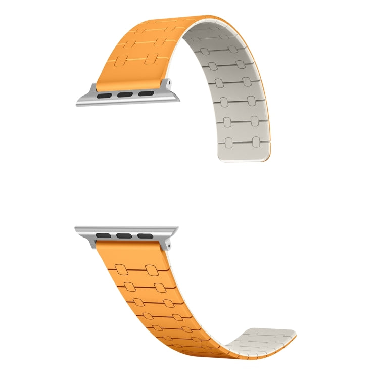 For Apple Watch 42mm Two Color Loop Magnetic Silicone Watch Band(Orange+Starlight) - Watch Bands by PMC TechLife | Online Shopping South Africa | PMC TechLife