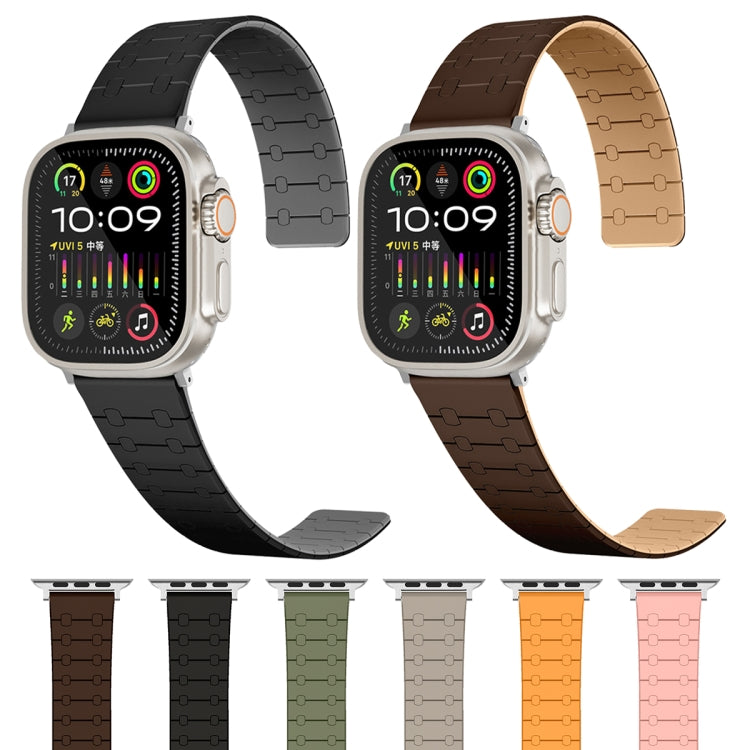 For Apple Watch Series 6 40mm Two Color Loop Magnetic Silicone Watch Band(Dark Brown+Light Brown) - Watch Bands by PMC Jewellery | Online Shopping South Africa | PMC Jewellery