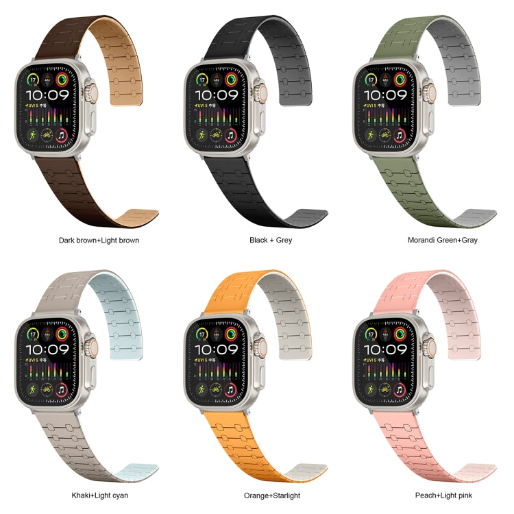 For Apple Watch SE 40mm Two Color Loop Magnetic Silicone Watch Band(Black+Grey) - Watch Bands by PMC Jewellery | Online Shopping South Africa | PMC Jewellery