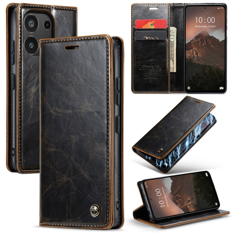 For Xiaomi Redmi Note 13 4G CaseMe 003 Crazy Horse Texture Flip Leather Phone Case(Coffee) - Xiaomi Cases by CaseMe | Online Shopping South Africa | PMC Jewellery | Buy Now Pay Later Mobicred