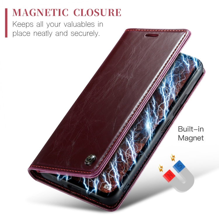 For Xiaomi Redmi Note 13 5G CaseMe 003 Crazy Horse Texture Flip Leather Phone Case(Mulberry Red) - Xiaomi Cases by CaseMe | Online Shopping South Africa | PMC Jewellery | Buy Now Pay Later Mobicred