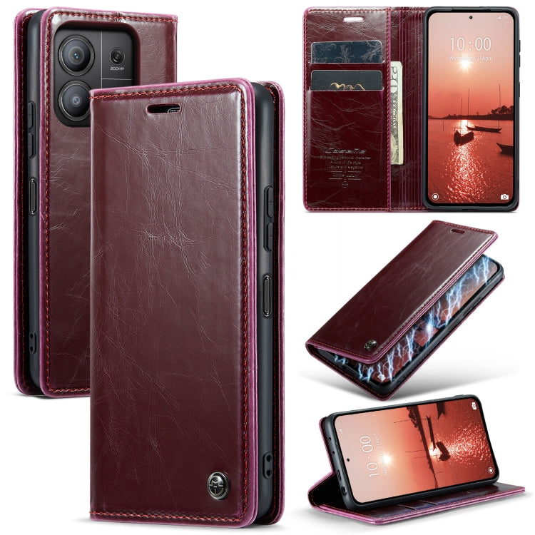 For Xiaomi Redmi Note 13 Pro 5G CaseMe 003 Crazy Horse Texture Flip Leather Phone Case(Mulberry Red) - Xiaomi Cases by CaseMe | Online Shopping South Africa | PMC Jewellery | Buy Now Pay Later Mobicred