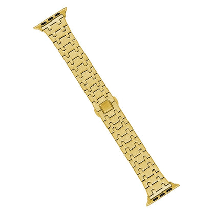 For Apple Watch SE 2023 40mm Double T Stainless Steel Watch Band(Gold) - Watch Bands by PMC Jewellery | Online Shopping South Africa | PMC Jewellery