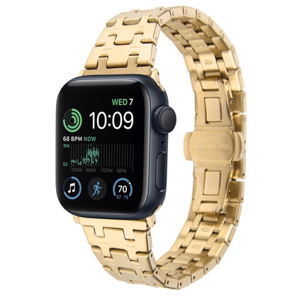 For Apple Watch SE 40mm Double T Stainless Steel Watch Band(Gold) - Watch Bands by PMC Jewellery | Online Shopping South Africa | PMC Jewellery