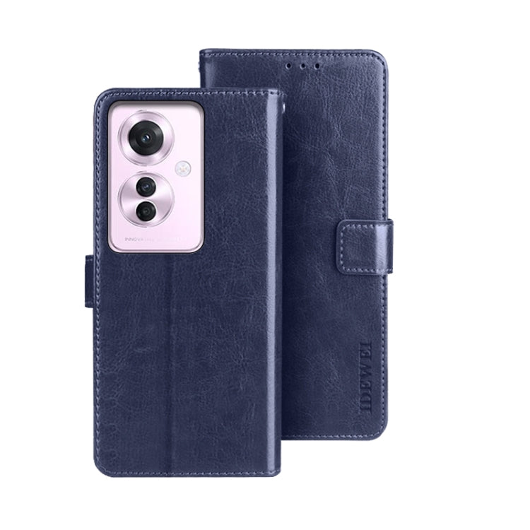 For OPPO Reno11 F 5G idewei Crazy Horse Texture Leather Phone Case(Blue) - Reno11 F Cases by idewei | Online Shopping South Africa | PMC Jewellery | Buy Now Pay Later Mobicred