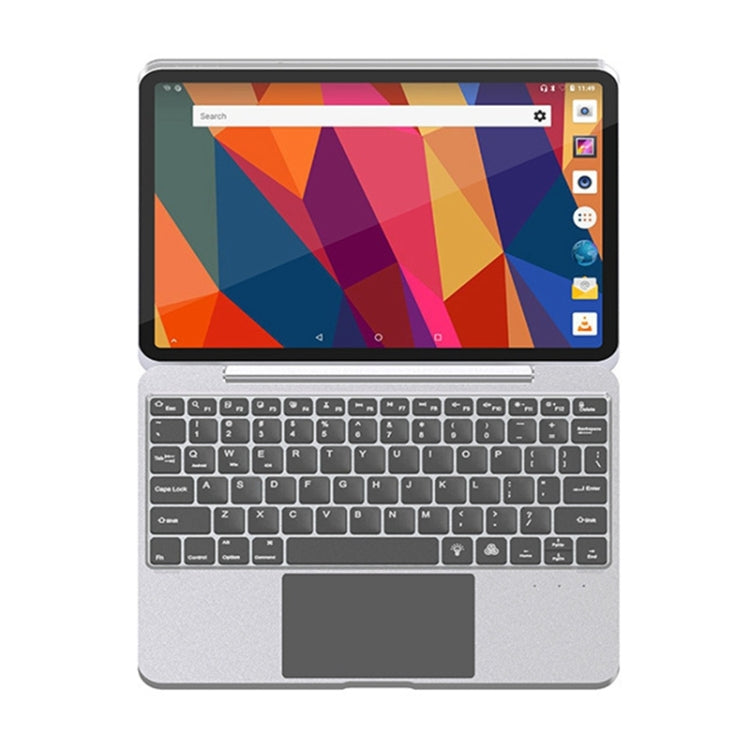 For iPad Pro 12.9 2020/2021/2022 Aluminum Alloy Bluetooth Touch Keyboard Leather Case(Silver) - Universal by PMC Jewellery | Online Shopping South Africa | PMC Jewellery