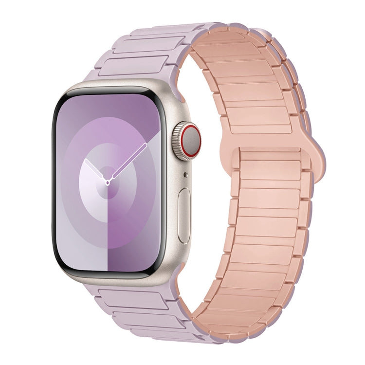 For Apple Watch Series 9 45mm I-Shaped Magnetic Silicone Watch Band(Light Purple Pink) - Watch Bands by PMC Jewellery | Online Shopping South Africa | PMC Jewellery