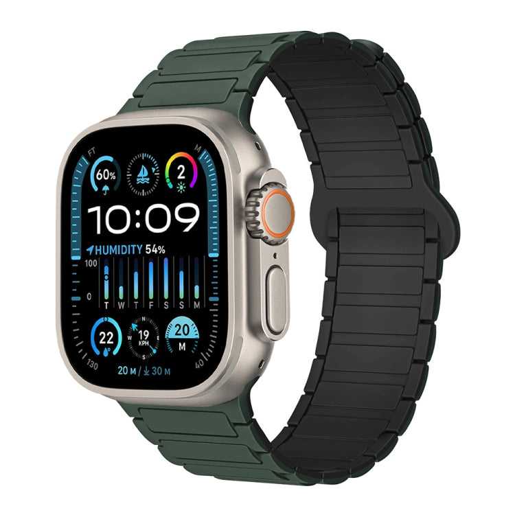 For Apple Watch Ultra 49mm I-Shaped Magnetic Silicone Watch Band(Dark Teal Black) - Watch Bands by PMC Jewellery | Online Shopping South Africa | PMC Jewellery