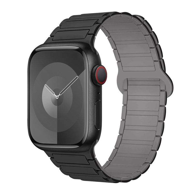 For Apple Watch SE 2022 44mm I-Shaped Magnetic Silicone Watch Band(Black Gray) - Watch Bands by PMC Jewellery | Online Shopping South Africa | PMC Jewellery