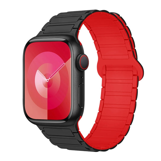 For Apple Watch Series 7 41mm I-Shaped Magnetic Silicone Watch Band(Black Red) - Watch Bands by PMC Jewellery | Online Shopping South Africa | PMC Jewellery