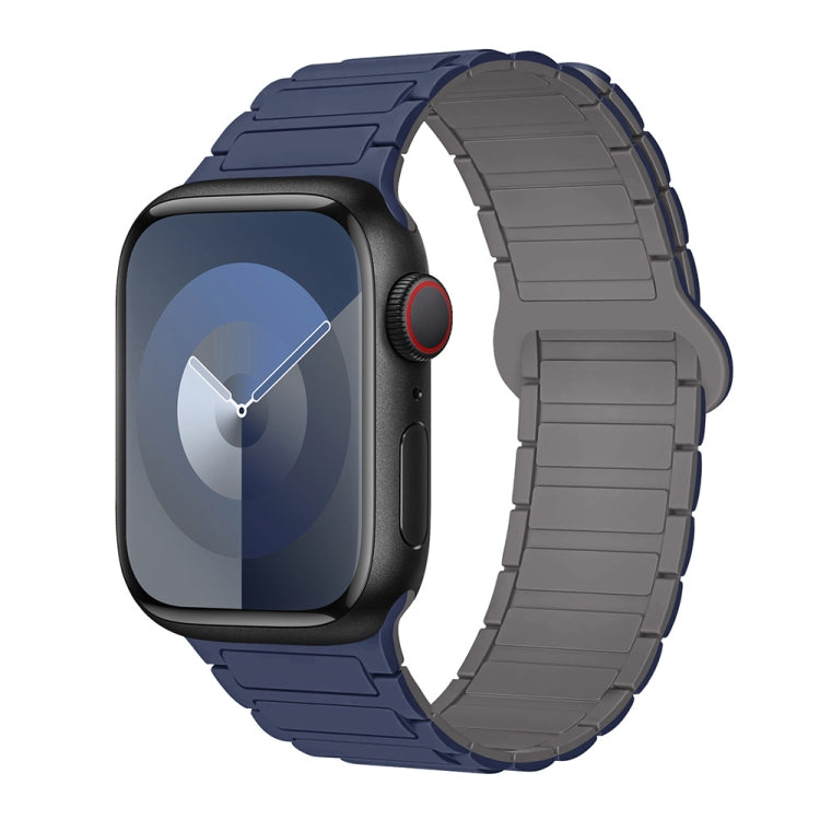 For Apple Watch Series 7 45mm I-Shaped Magnetic Silicone Watch Band(Indigo Gray) - Watch Bands by PMC Jewellery | Online Shopping South Africa | PMC Jewellery