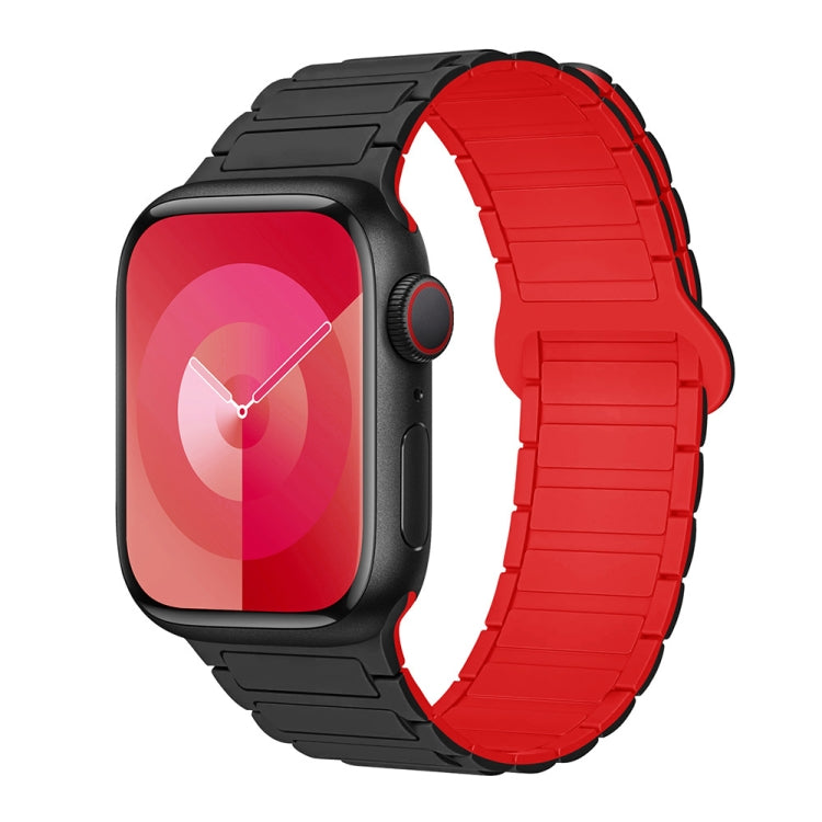 For Apple Watch Series 5 44mm I-Shaped Magnetic Silicone Watch Band(Black Red) - Watch Bands by PMC Jewellery | Online Shopping South Africa | PMC Jewellery