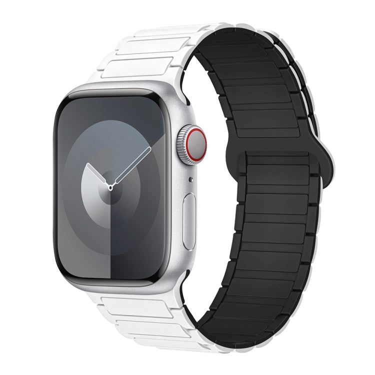 For Apple Watch Series 3 38mm I-Shaped Magnetic Silicone Watch Band(White Black) - Watch Bands by PMC Jewellery | Online Shopping South Africa | PMC Jewellery