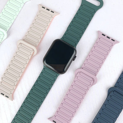 For Apple Watch Series 3 38mm I-Shaped Magnetic Silicone Watch Band(Dark Teal Black) - Watch Bands by PMC Jewellery | Online Shopping South Africa | PMC Jewellery